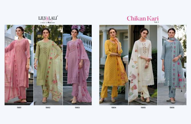 Chikankari Vol 3 By Lily And Lali Chanderi Silk Readymade Suits Wholesale Shop In Surat